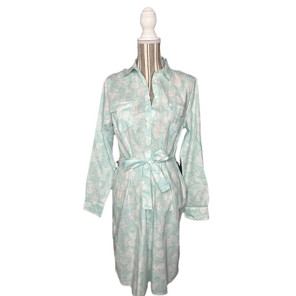 BROOKS BROTHERS REYN SPOONER Floral Hawaiian Shirt Dress Belted Size 12